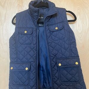 Navy Quilted Vest with Gold Buttons